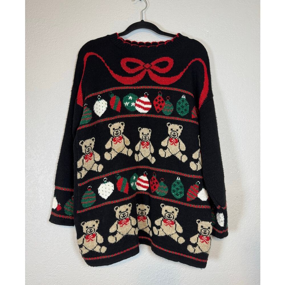 Vintage Christmas Teddy Bear Sweater Womens Medium Holidays Xmas Ugly Novelty